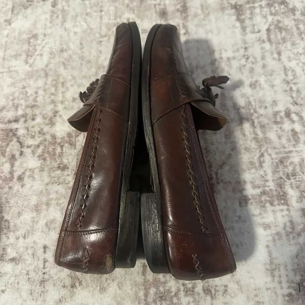 Bragano by Cole Haan Brown Leather Tassel Loafers Mens 11‎ Italy Office Vintage